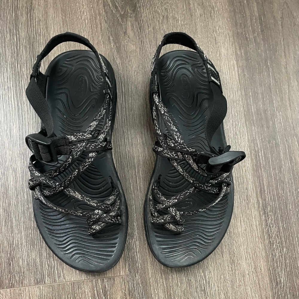 Women’s Chaco Black and Gray Strappy Sandals Size 8
